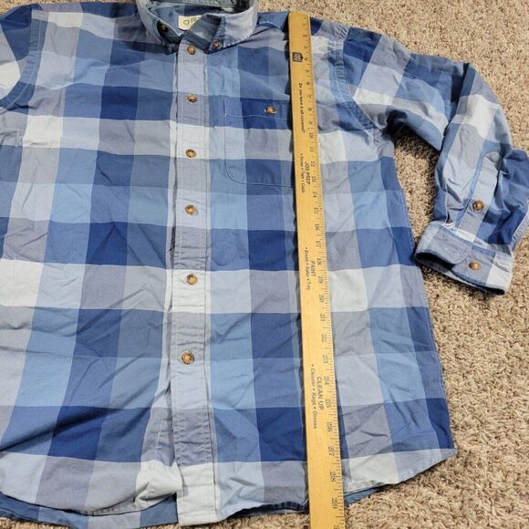 Orvis Shirt Mens Large Plaid Long Sleeve Button Down Long Sleeve Staining* - Picture 3 of 9